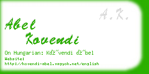 abel kovendi business card